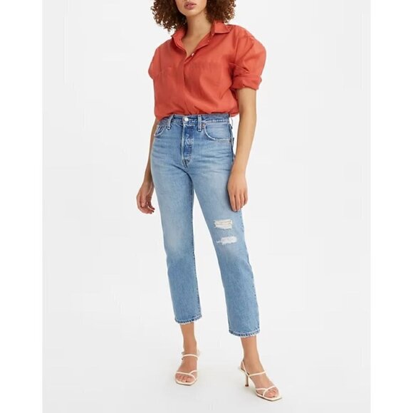 NWT LEVI'S 501 Women's Size 31 x 26 ORIGINAL CROPPED button fly JEANS MSRP $98 - Picture 1 of 15